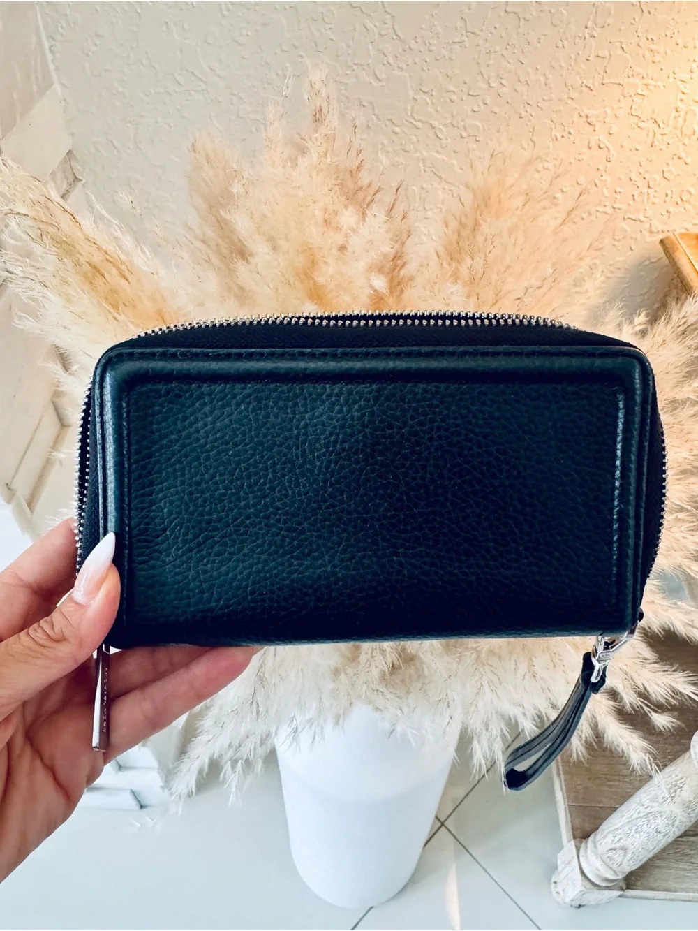 Michael Kors Wallet — Pebbled Leather Continental with Silver MK Emblem